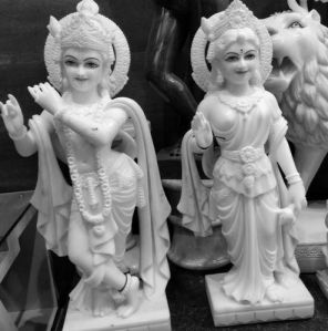 Marble White Krishna Radha Statue