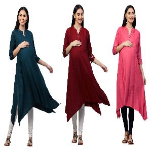 women rayon asymmetric feeding kurti