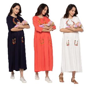 women rayon embroidery maternity Clothes