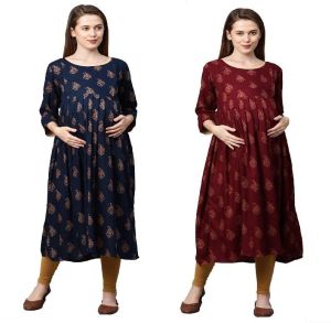 women rayon ethnic motifs printed nursing maternity kurti