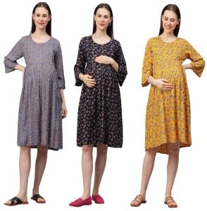 women rayon floral maternity dress