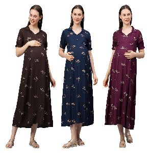 women rayon floral a-line maternity nursing dress