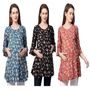 women rayon floral a-line maternity top