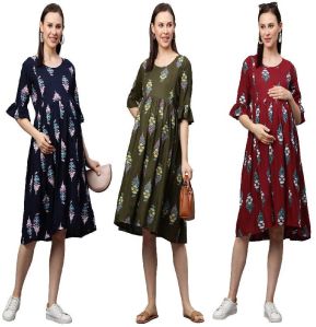 women rayon floral print knee length maternity dress