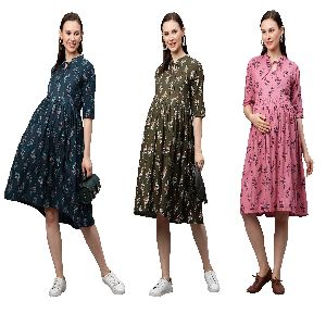 women rayon floral printed maternity dress