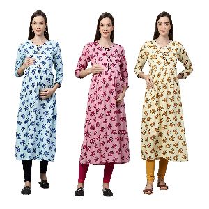 women rayon floral printed nursing kurti