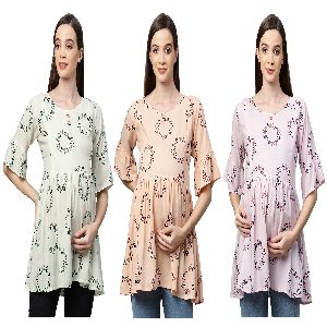 MomToBe Women's Rayon Floral Printed Maternity Top