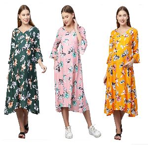 women rayon floral printed a-line nursing dress
