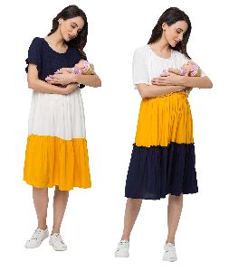 women rayon feeding maternity dress