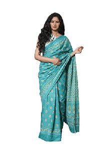 Firozi with Big Buties Pure Cotton Mulmul Printed Sarees