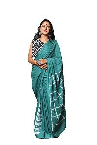 Sea Green with Lining Design Authentic Design Pure Cotton Mulmul Printed Sarees
