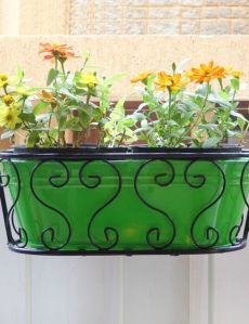 WINDOW BOX IRON RAILING METAL PLANTER