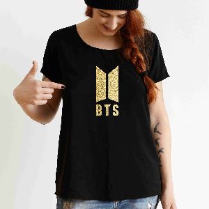 Ladies Golden Vinyl BTS Printed T-shirt