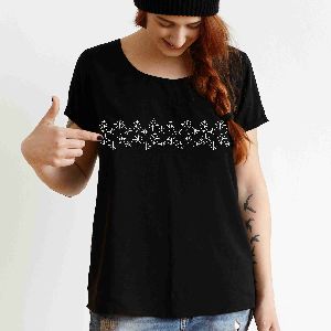 Ladies Rhinestone Star Printed T-shirt