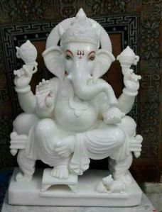 Carved Marble Ganesha Statue