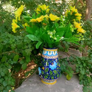 Blue Pottery Flower Vase Jar