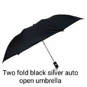 Two Fold Black Silver Auto Open Umbrella