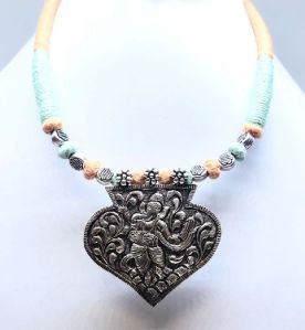 Antique Silver Oxidized Ganesha Necklace