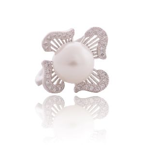Cubic Zirconia Pearl Ring