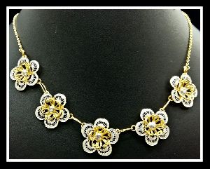 Filigree Two Tone Flower Necklace