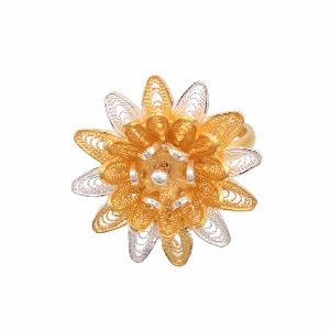 Filigree Two Tone Flower Ring