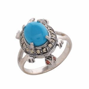 Marcasite Blue Stone Ring