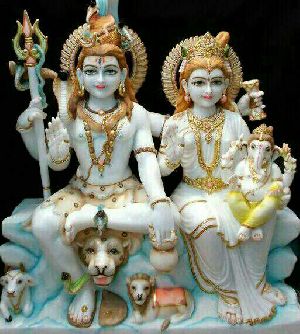 Shiv Parvati Marble Statue
