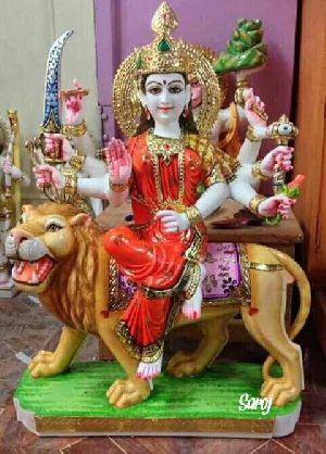 White Durga Mata Marble Statue