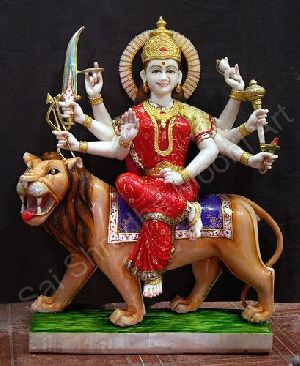 White Durga Mata Marble Statue