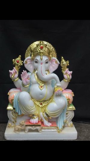 Multicolor Ganesh Marble Statue