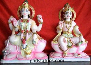 Sitting Lakshmi Narayan marble statue