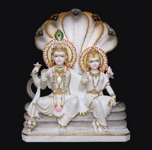 Sitting Lakshmi Narayan marble statue