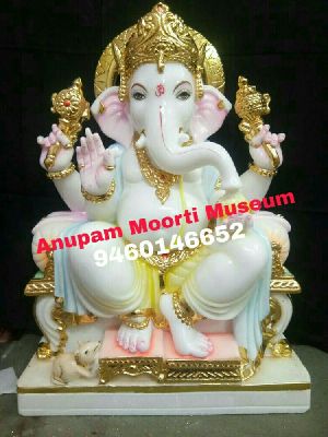 Multicolor Ganesh Marble Statue