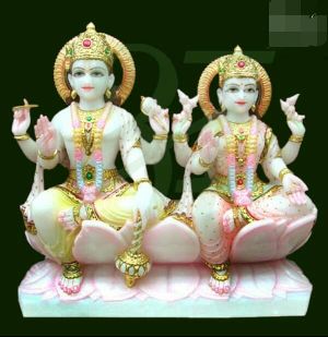 Sitting Lakshmi Narayan marble statue