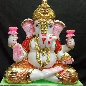 Multicolor Ganesh Marble Statue