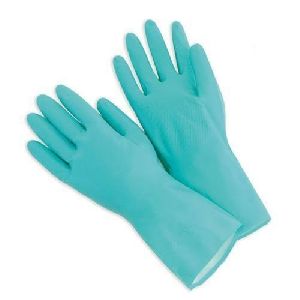 Aqua Nitrile Flock Lined Hand Gloves
