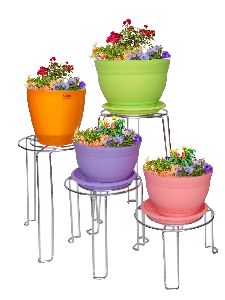 Livewell Green Stainless Steel Elegant Flower Pot Stand Set