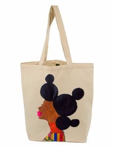 African Doll Print Canvas Tote Bag