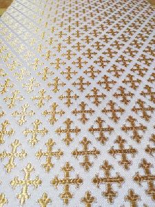 White Church Priest Brocade Fabric