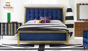 Tufted High Headboard Metal Bed