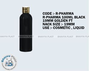 r-pharma 100 ml black plastic jar