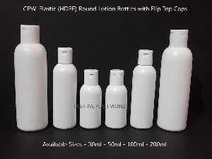 Plastic Round Lotion Bottles with Flip Top Cap