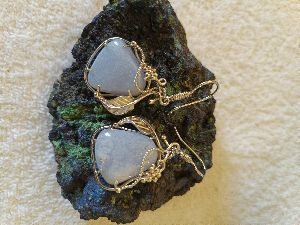 Blue Lace Agate Silver Earrings