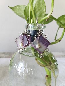 Fluorite Silver Earrings