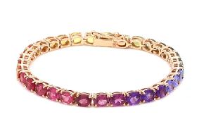 Multi Sapphire 18 Karat Rose Gold Bracelet length 7.5