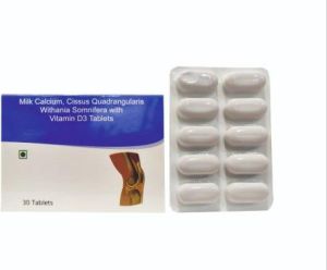 Milk Calcium Cissus Quadrangularis Withania Somnifera with Vitamin D3 Tablets