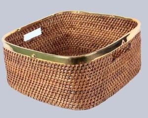 rectangular rattan basket