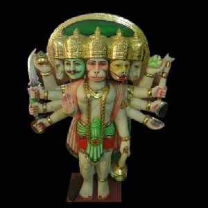 3.6 Feet Marble Panchmukhi Hanuman Statue