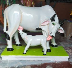 Marble Cow Calf Statue