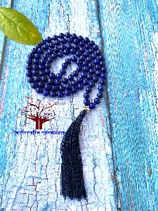 108 Lapis Lazuli Stone Beads Knotted Japa Mala Necklace